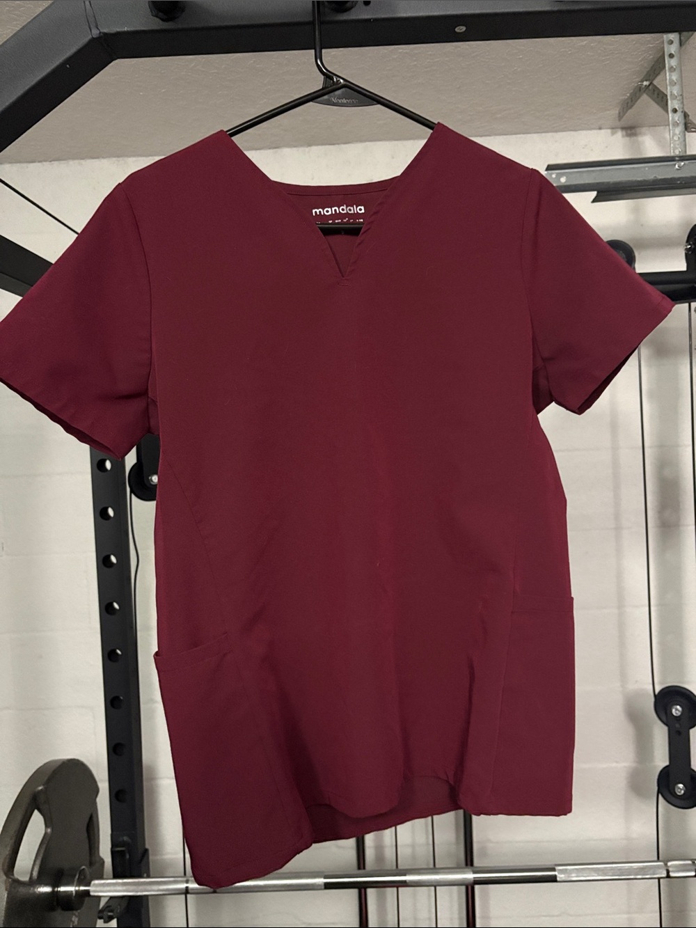Mandala Medical Scrub Top in Wine